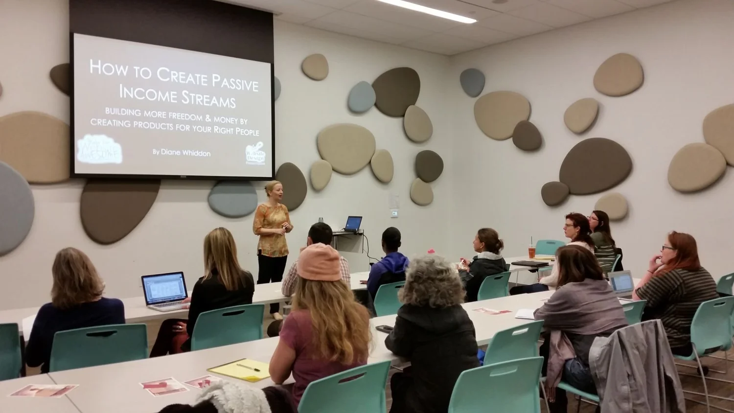 Diane Whiddon speaking to a classroom