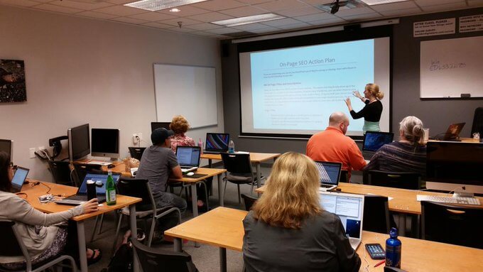 Diane Whiddon teaching an SEO workshop