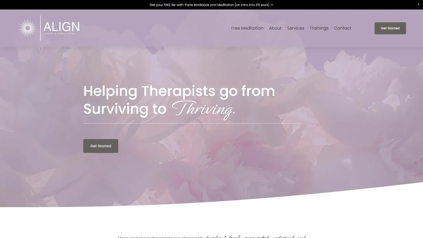 Align Therapy and Consultation website before Sway Rise Creative