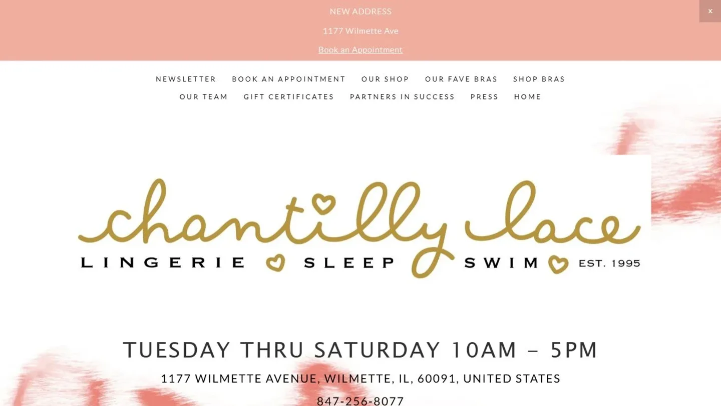 Chantilly Lace website, before
