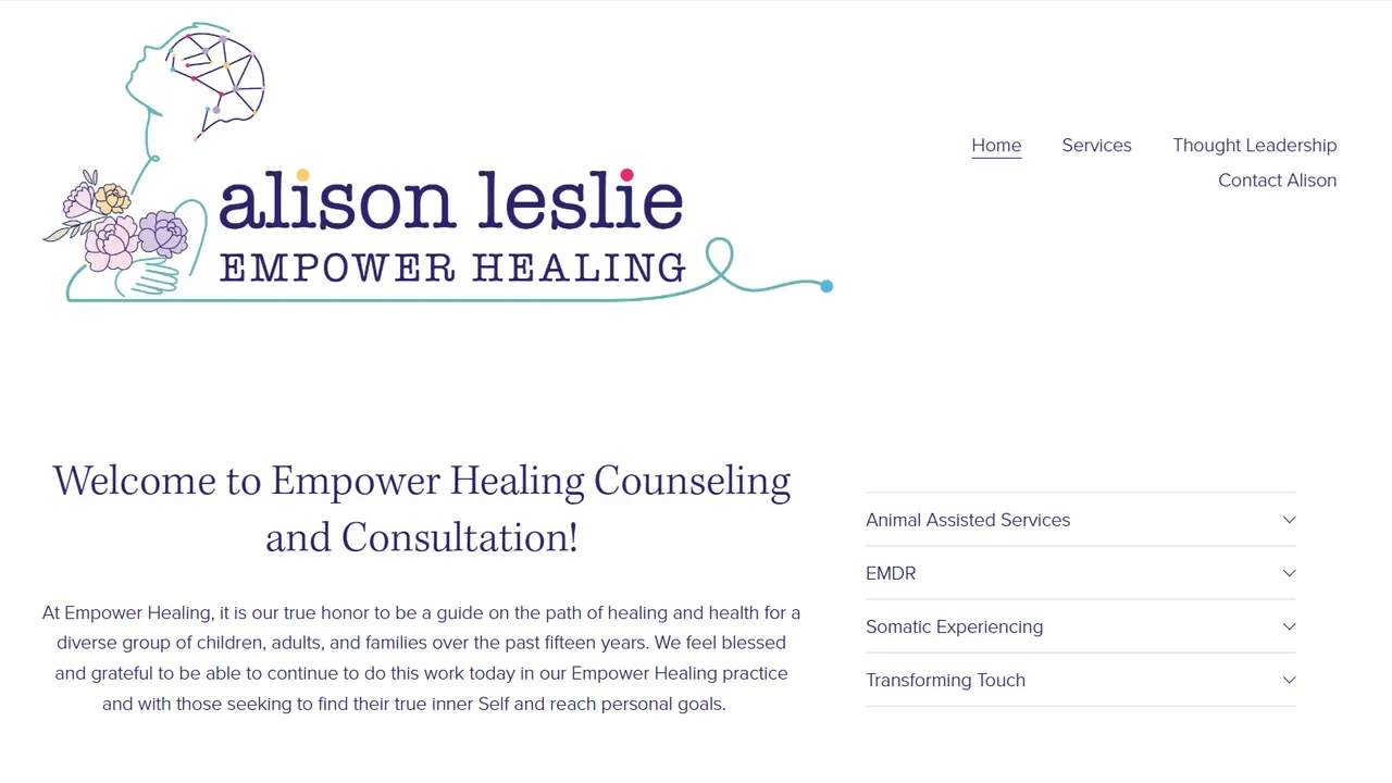 Empower Healing website before Sway Rise Creative