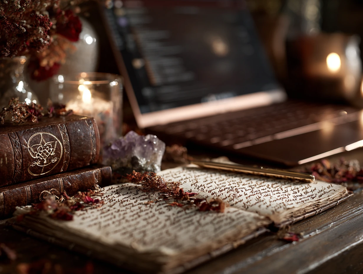Books and crystals selected for Pi’s brand