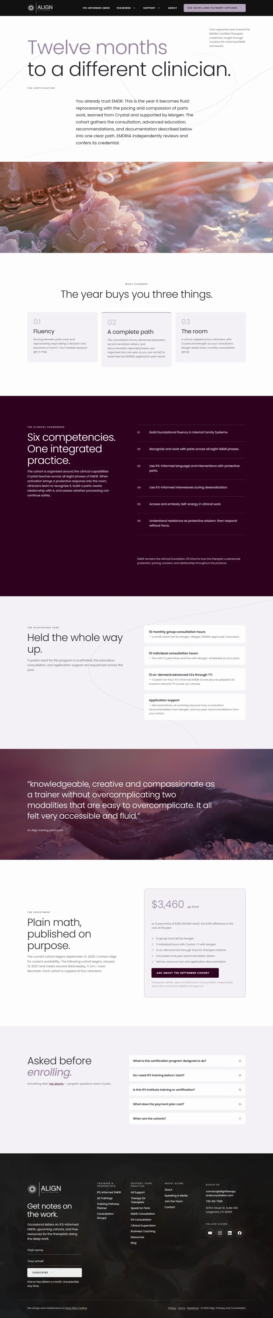 Align Therapy and Consultation, the The next generation · Develop through her approach page, full layout