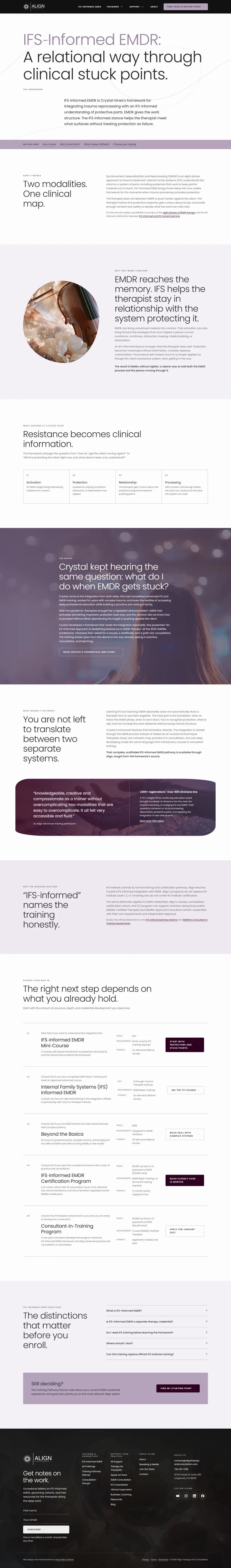Align Therapy and Consultation, the Her contribution · The clinical framework page, full layout