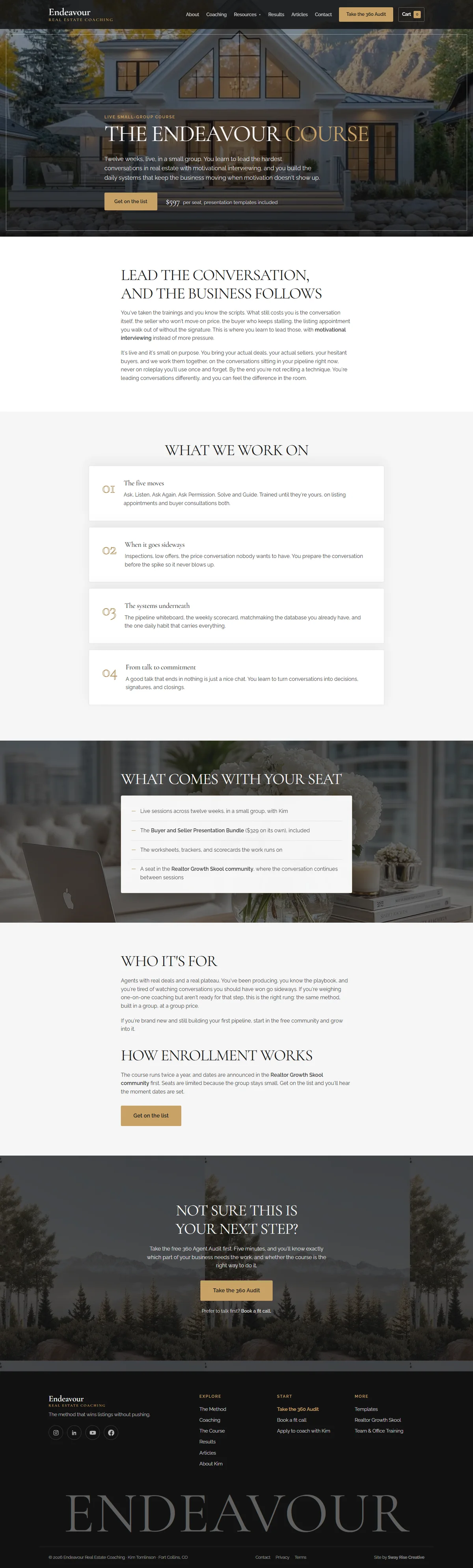 Endeavour Real Estate Coaching, the The course · Learn her approach in a small group page, full layout