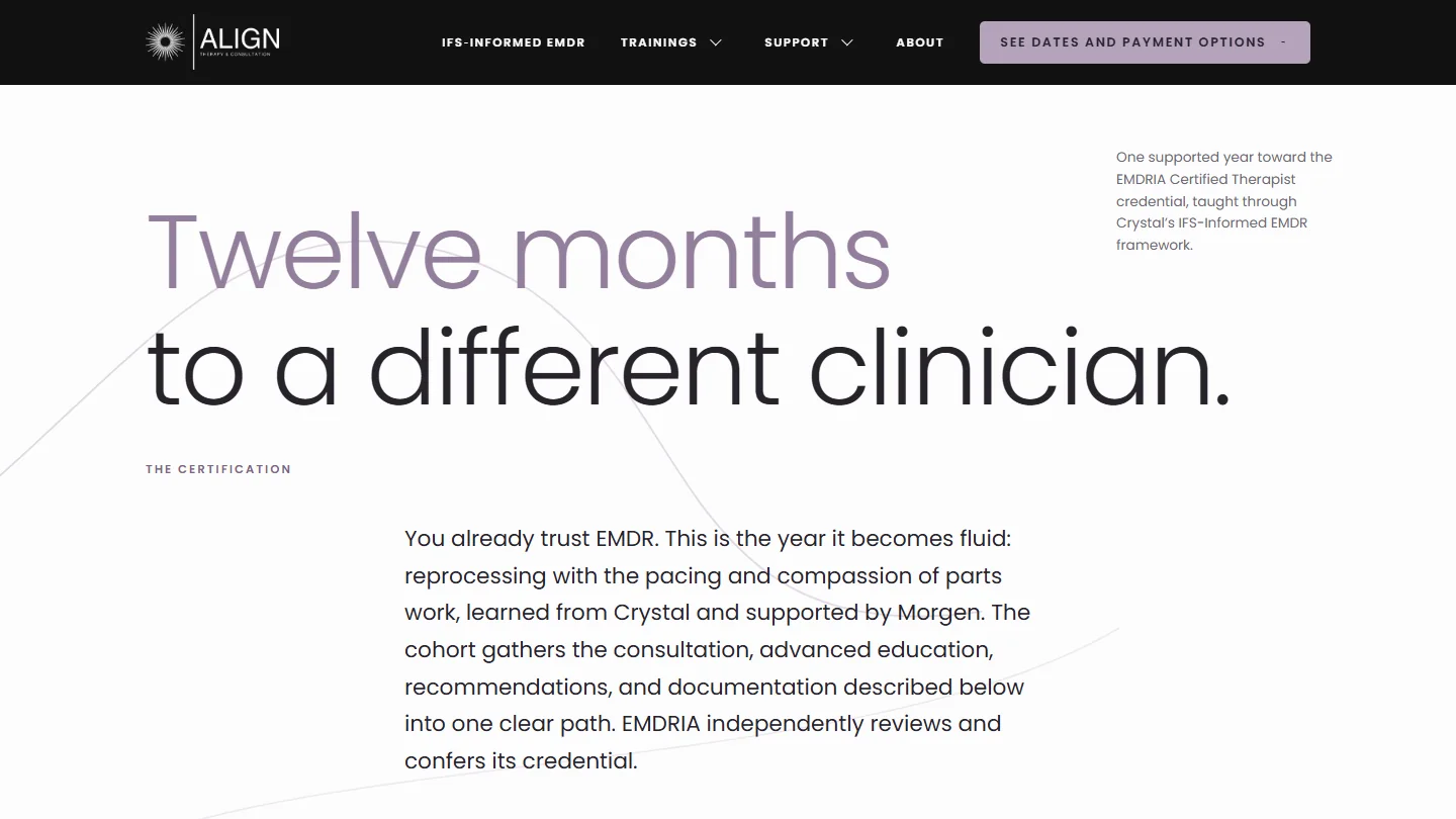 IFS-Informed EMDR Certification: Twelve months to a different clinician