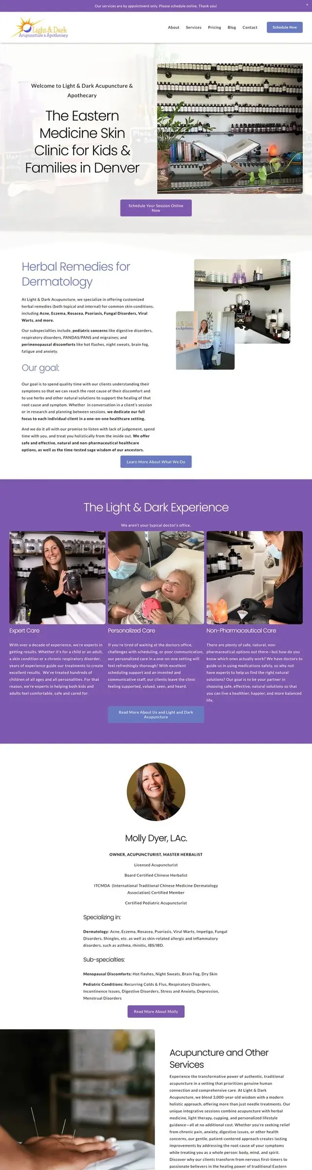 The Light & Dark Acupuncture homepage