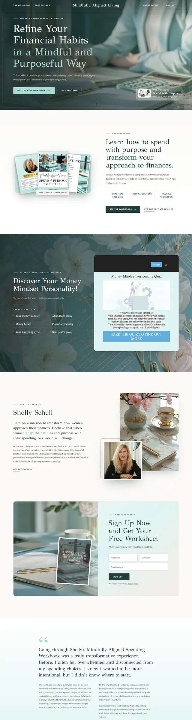 The Mindfully Aligned Living homepage