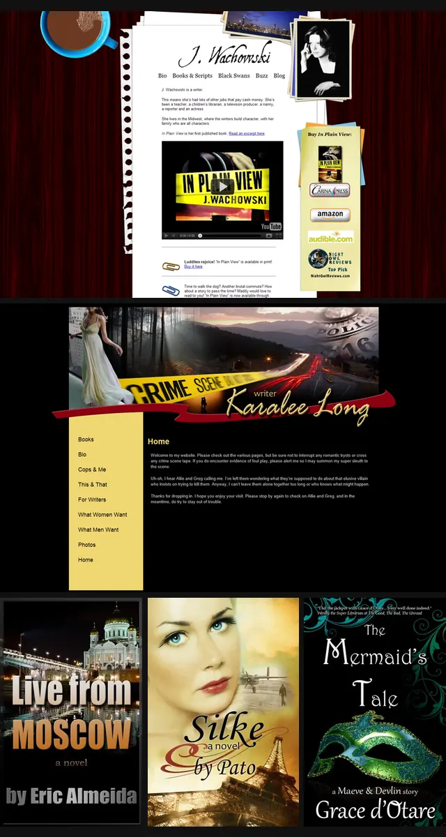 Author websites and book covers from Diane's first clients