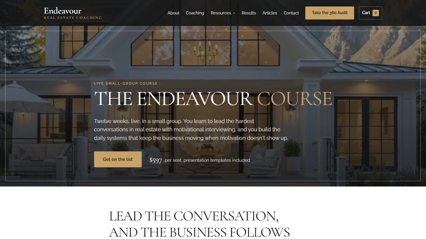 The Endeavour Course page
