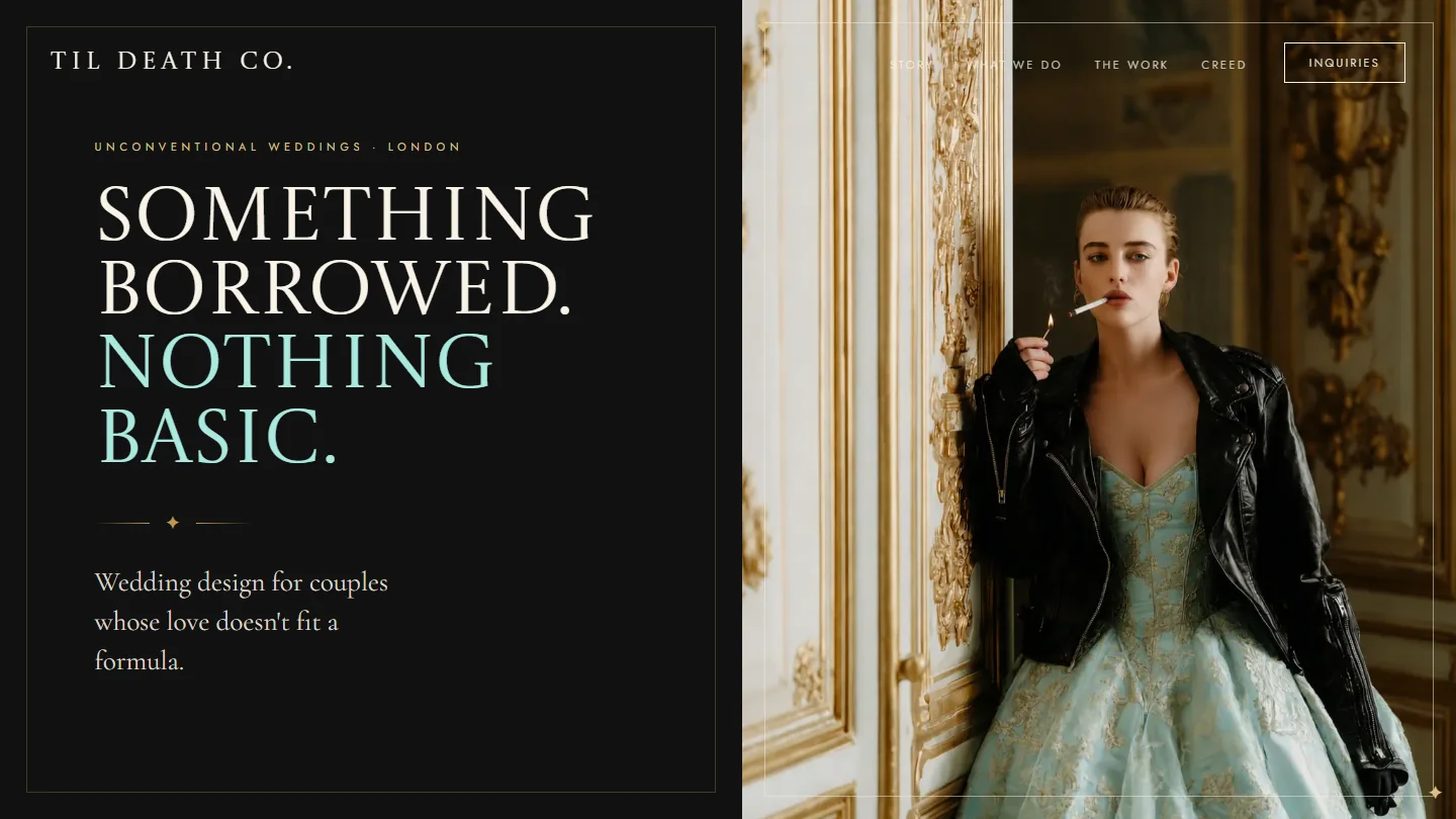 Til Death Co. homepage: Something borrowed. Nothing basic.
