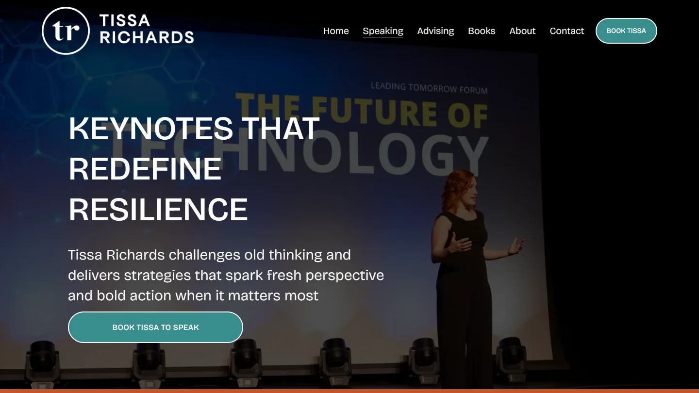 Speaking page: keynotes that redefine resilience