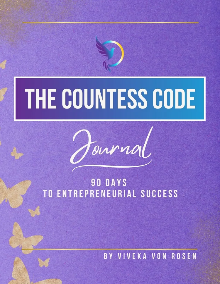 Cover of The Countess Code Journal, the fillable 90-day journal we designed for Viveka von Rosen