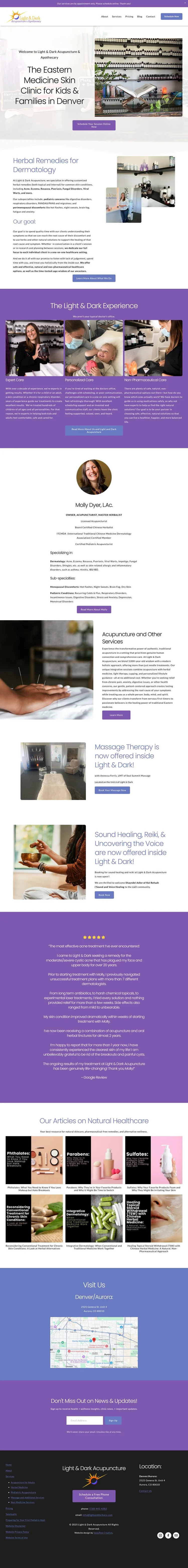 Light & Dark Acupuncture, full site screenshot