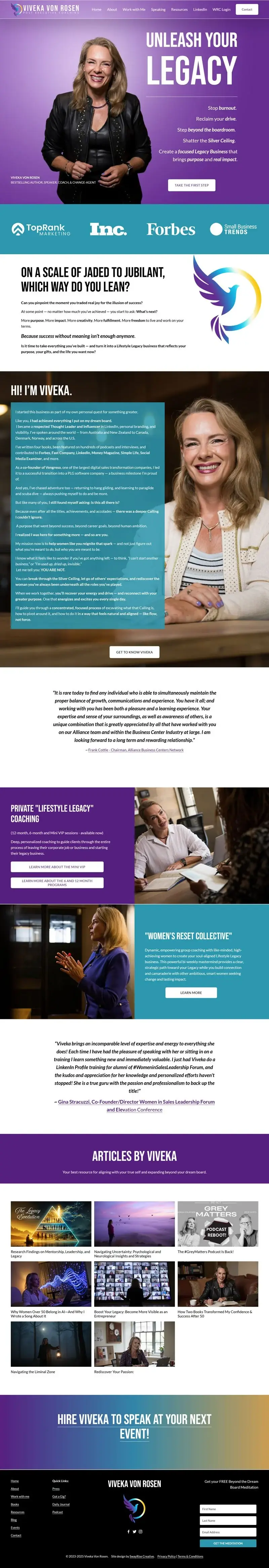 Viveka von Rosen, the Beyond the Dreamboard · The website we designed page, full layout