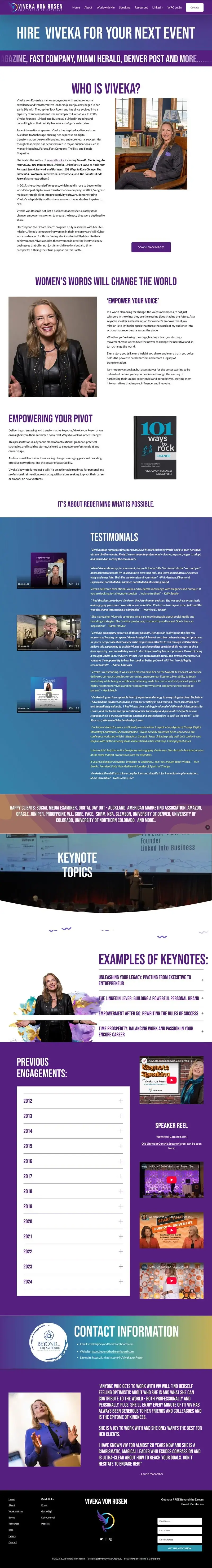 Viveka von Rosen, the Speaking · Her experience and ideas on stage page, full layout