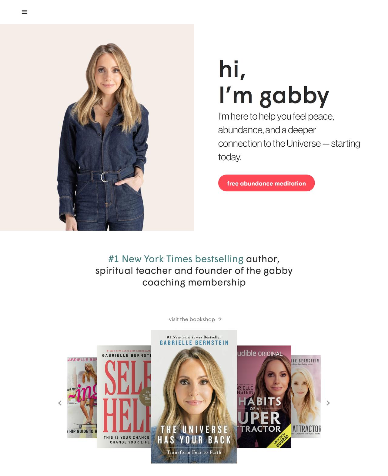 gabbybernstein.com homepage as captured during the audit